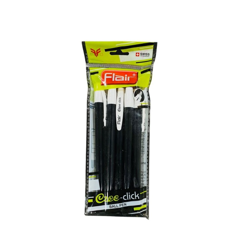 Flair Easy Black  Ball Pen Pack Of 5 Pcs
